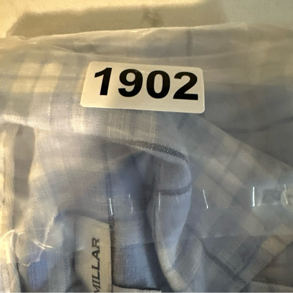 Peter Millar Men’s 100% Linen Shirt Size XL Blue Plaid Button Up Long Sleeve - Picture 10 of 10